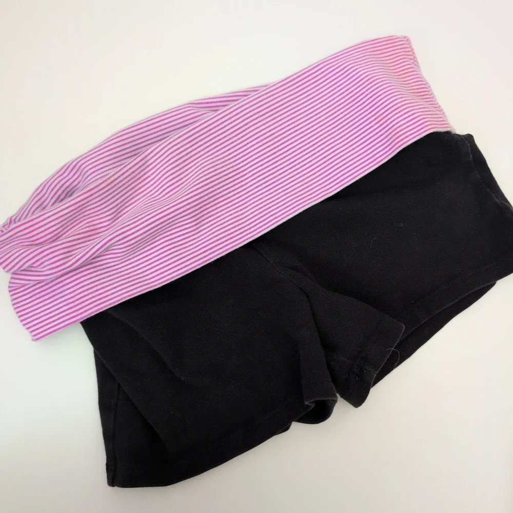 Y2K Victoria's Secret PINK Yoga Shorts Black Pink Foldover Waist XS 2000s VSCO